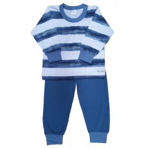 0336 Pijama Algodão Azul com Listras  Brancas 1 